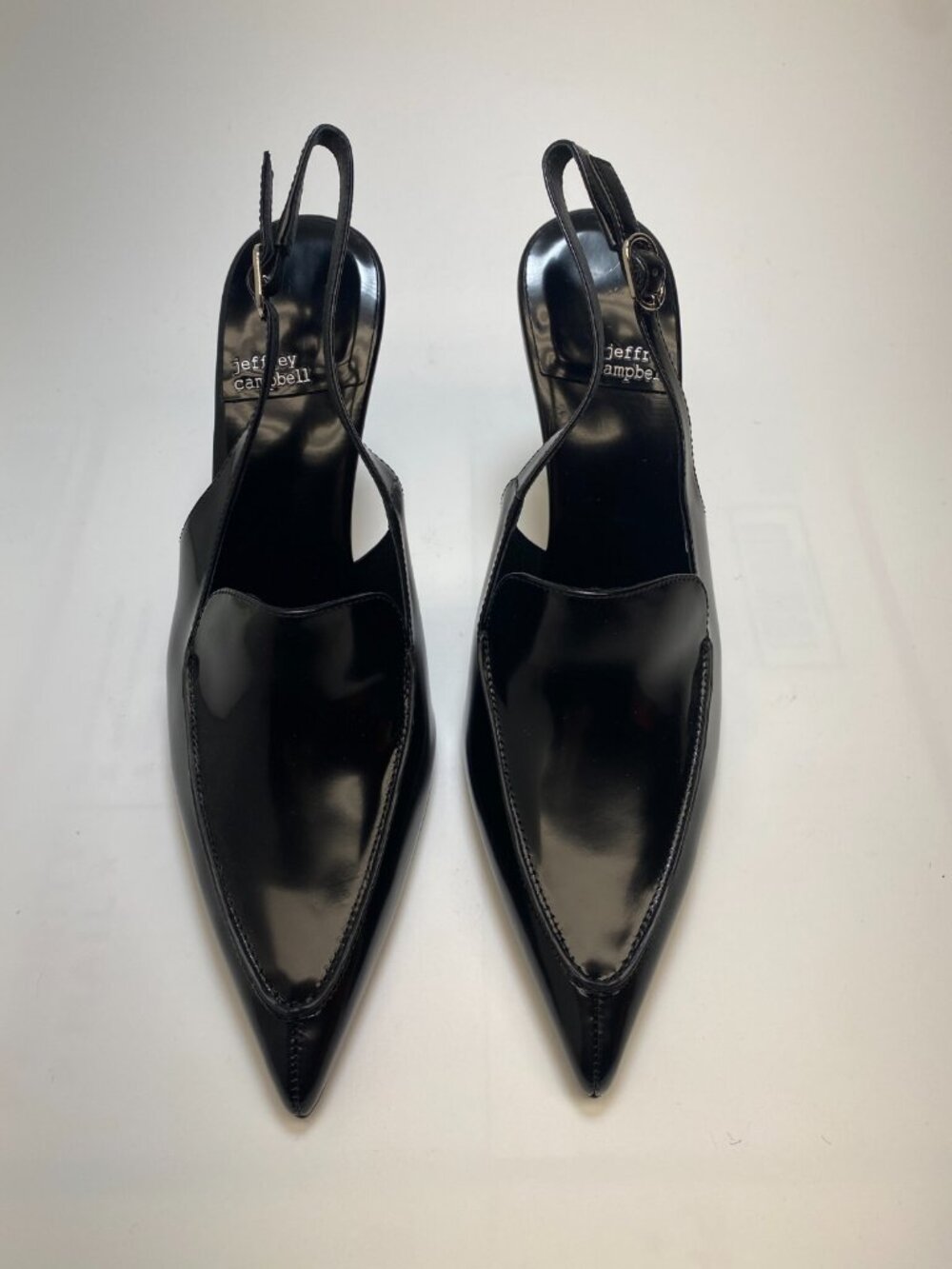 Jeffrey Campbell Womens Acclaimed Black Patent Leather Loafer Pumps Heels Sz 8.5 - Picture 2 of 8